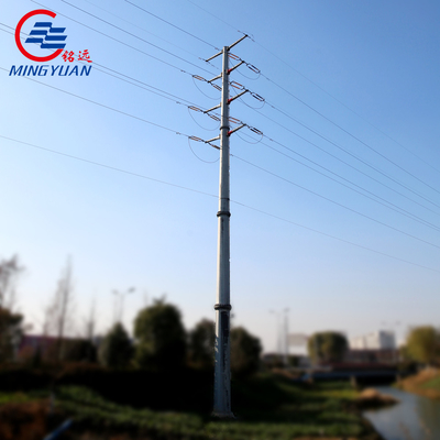 Obenliegende Linie Gebrauchs- HDG Stahl-Polen für polygonale Metallverteilung 220kV Multisided